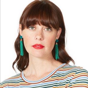 Tuleste Beaded Tassel Earnings - Emerald